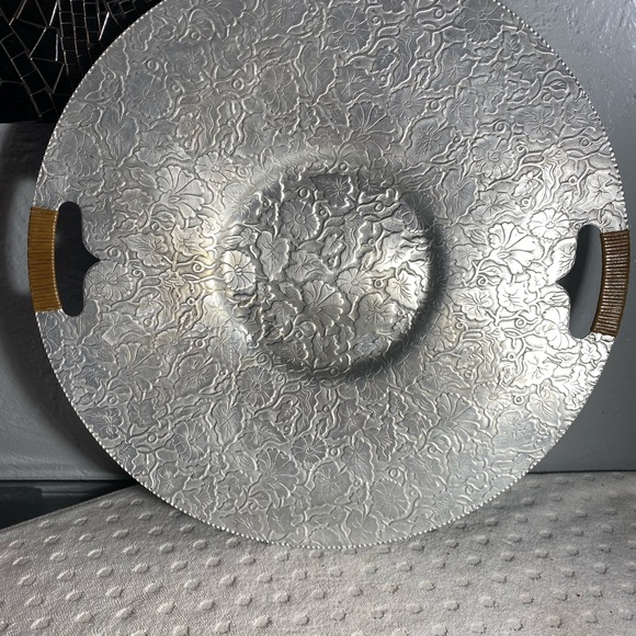 Hand Hammered Floral Serving Tray - Floral-PRICE IS FIRM - Picture 9 of 14